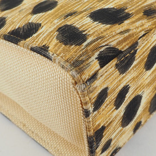 Christian Dior Handbag canvas yellow Leopard Women Used Authentic
