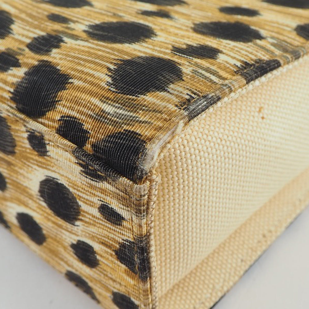 Christian Dior Handbag canvas yellow Leopard Women Used Authentic