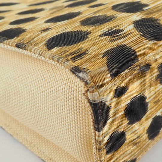 Christian Dior Handbag canvas yellow Leopard Women Used Authentic