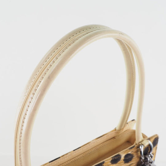 Christian Dior Handbag canvas yellow Leopard Women Used Authentic