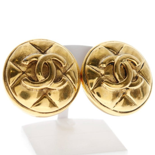 CHANEL Earring Plated Gold gold vintage Matrasse COCO Mark Women Used Authentic