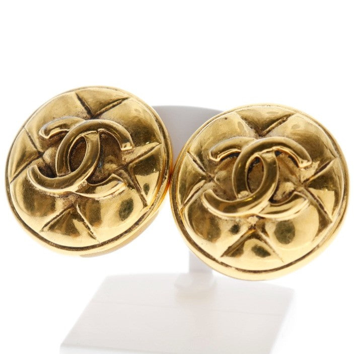 CHANEL Earring Plated Gold gold vintage Matrasse COCO Mark Women Used Authentic