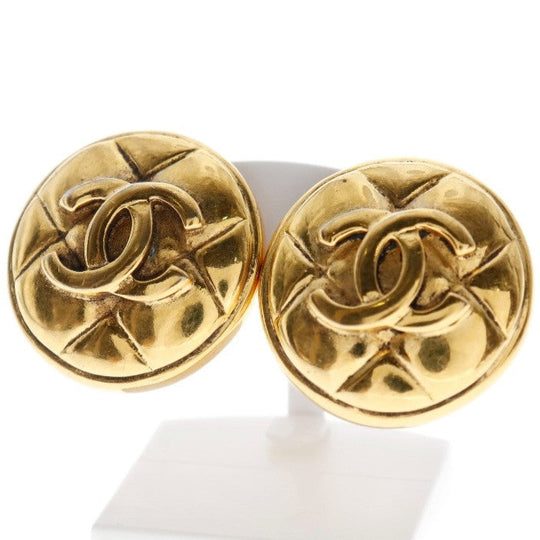 CHANEL Earring Plated Gold gold vintage Matrasse COCO Mark Women Used Authentic