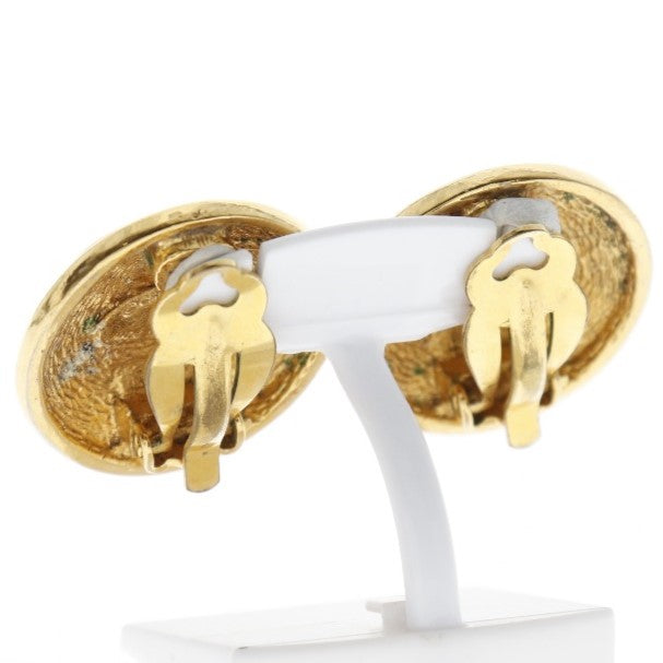 CHANEL Earring Plated Gold gold vintage Matrasse COCO Mark Women Used Authentic