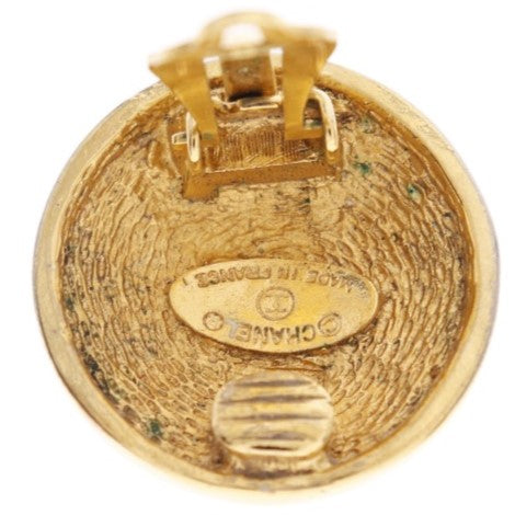 CHANEL Earring Plated Gold gold vintage Matrasse COCO Mark Women Used Authentic