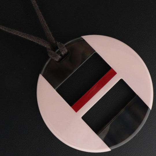 HERMES Necklace Buffalo horn Brown Women Used Authentic