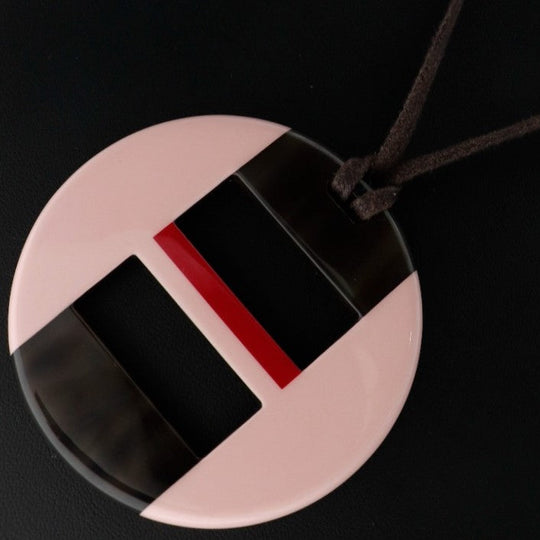 HERMES Necklace Buffalo horn Brown Women Used Authentic