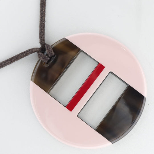 HERMES Necklace Buffalo horn Brown Women Used Authentic