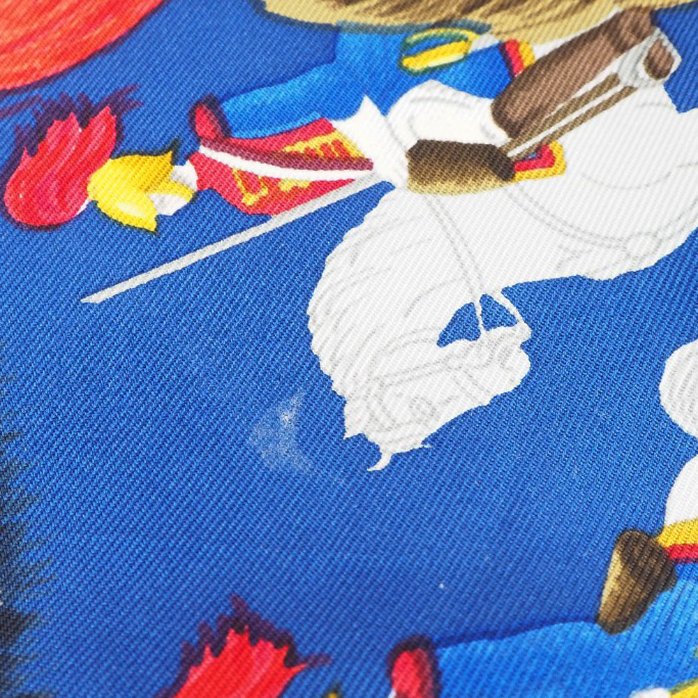 HERMES scarf silk Red A faceless helmet CASQUES et PLUMETS Carre90 Women Used Authentic