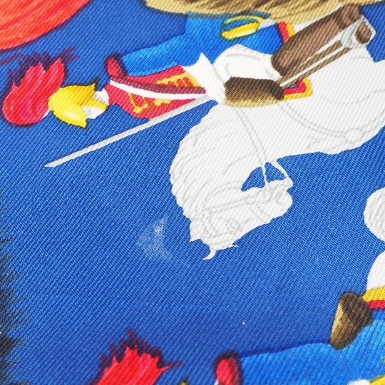 HERMES scarf silk Red A faceless helmet CASQUES et PLUMETS Carre90 Women Used Authentic