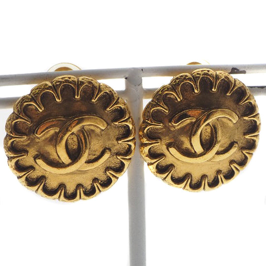 CHANEL Earring Plated Gold gold vintage COCO Mark Women Used Authentic