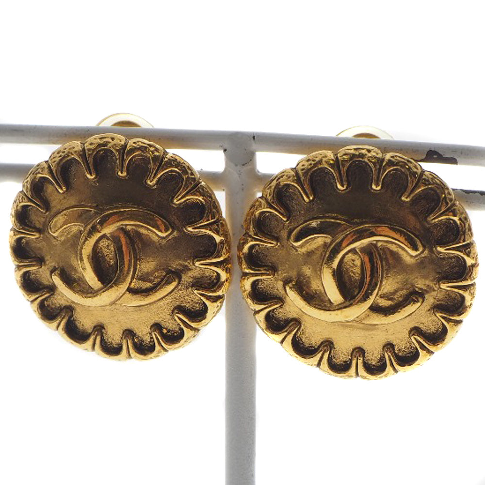 CHANEL Earring Plated Gold gold vintage COCO Mark Women Used Authentic