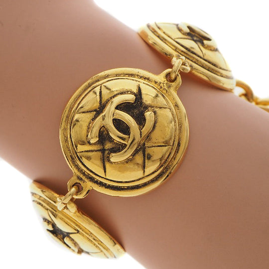 CHANEL bracelet Plated Gold gold vintage Matrasse COCO Mark Women Used Authentic