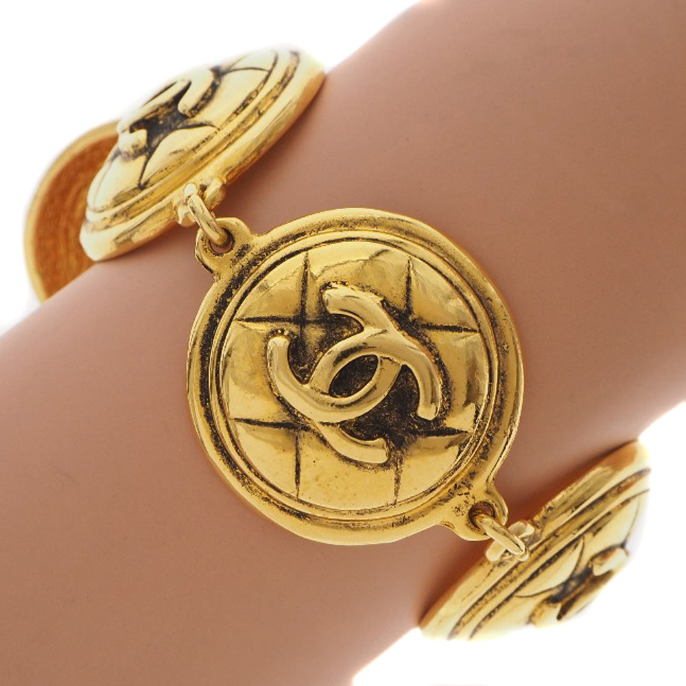 CHANEL bracelet Plated Gold gold vintage Matrasse COCO Mark Women Used Authentic