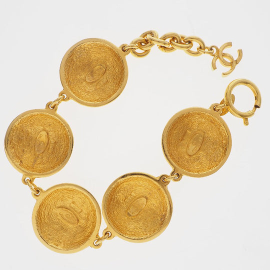 CHANEL bracelet Plated Gold gold vintage Matrasse COCO Mark Women Used Authentic