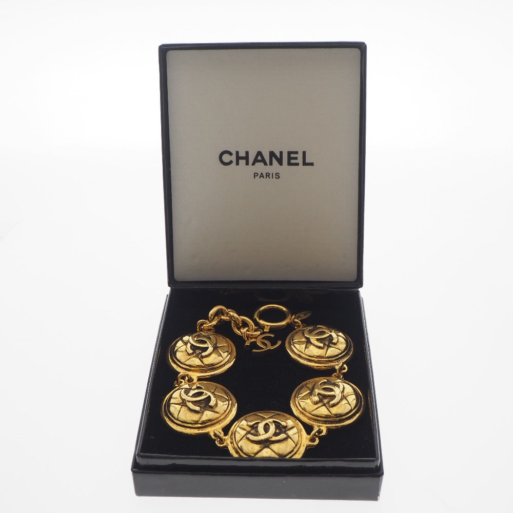 CHANEL bracelet Plated Gold gold vintage Matrasse COCO Mark Women Used Authentic