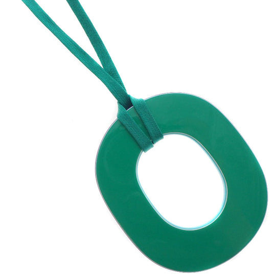HERMES Necklace 052880FL Lacquer, Silk Green Ism Pigman Women Used Authentic