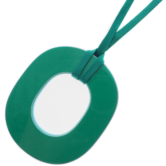 HERMES Necklace 052880FL Lacquer, Silk Green Ism Pigman Women Used Authentic