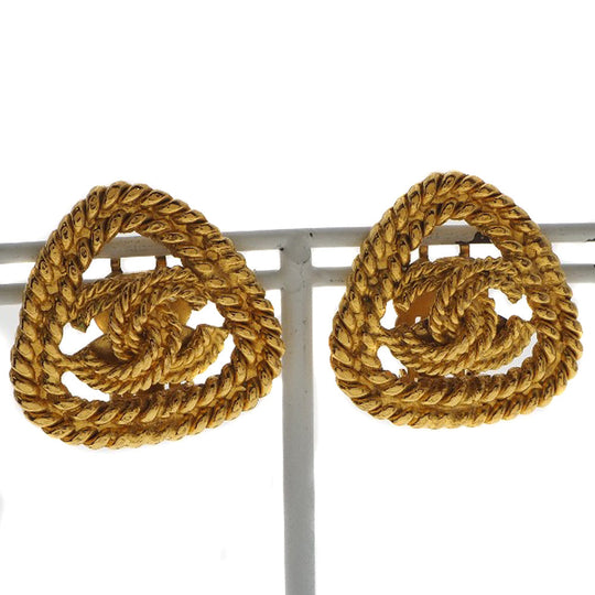 CHANEL Earring Plated Gold gold vintage Triangle COCO Mark Women Used Authentic