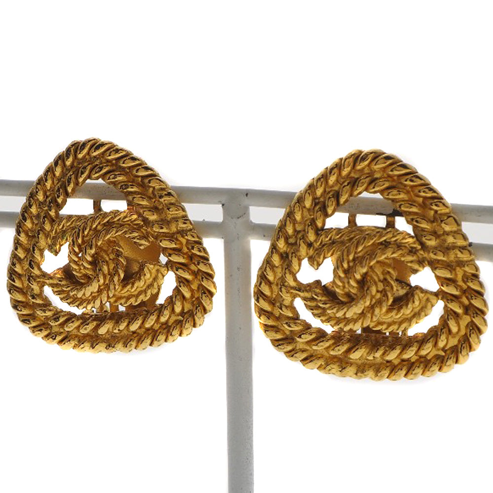 CHANEL Earring Plated Gold gold vintage Triangle COCO Mark Women Used Authentic