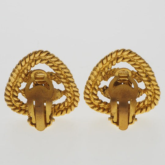 CHANEL Earring Plated Gold gold vintage Triangle COCO Mark Women Used Authentic