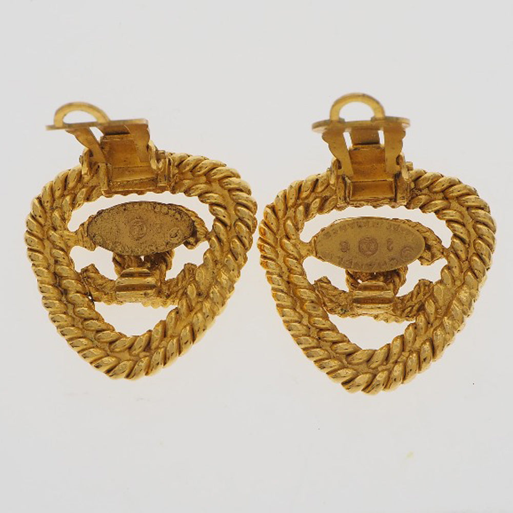 CHANEL Earring Plated Gold gold vintage Triangle COCO Mark Women Used Authentic