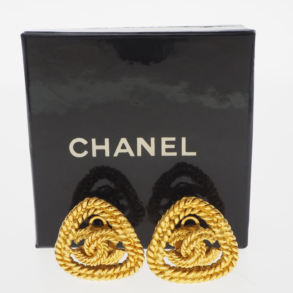 CHANEL Earring Plated Gold gold vintage Triangle COCO Mark Women Used Authentic