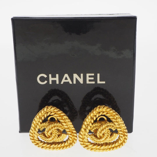 CHANEL Earring Plated Gold gold vintage Triangle COCO Mark Women Used Authentic