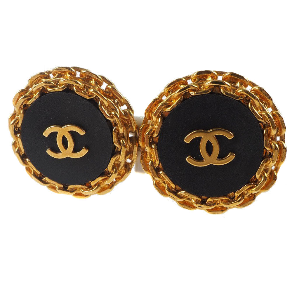 CHANEL Earring Plated Gold gold vintage COCO Mark Women Used Authentic