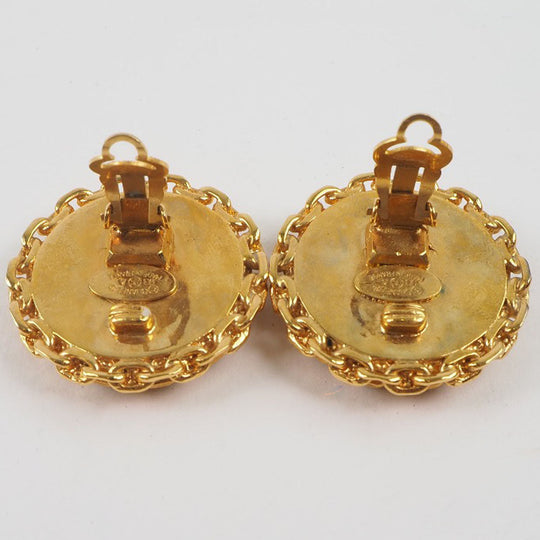 CHANEL Earring Plated Gold gold vintage COCO Mark Women Used Authentic