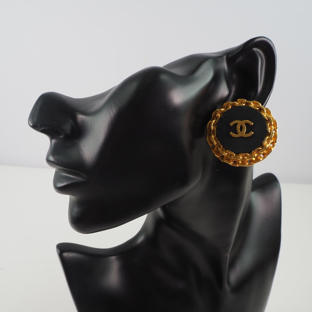 CHANEL Earring Plated Gold gold vintage COCO Mark Women Used Authentic