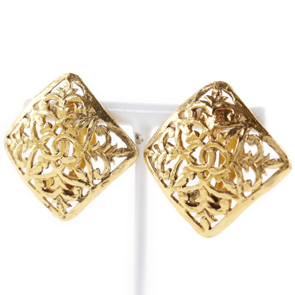 CHANEL Earring Plated Gold gold COCO Mark Women Used Authentic