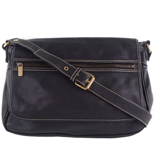 CELINE Shoulder Bag Calfskin black Women Used Authentic