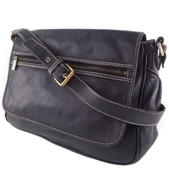 CELINE Shoulder Bag Calfskin black Women Used Authentic
