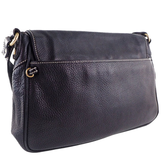 CELINE Shoulder Bag Calfskin black Women Used Authentic
