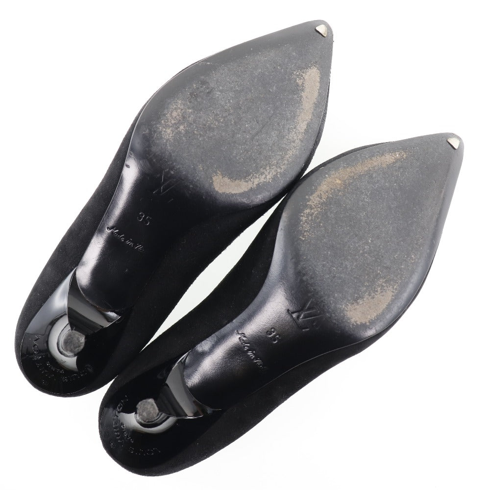 LOUIS VUITTON pumps NQ0036 Suede black ribbon Women 35 Used Authentic