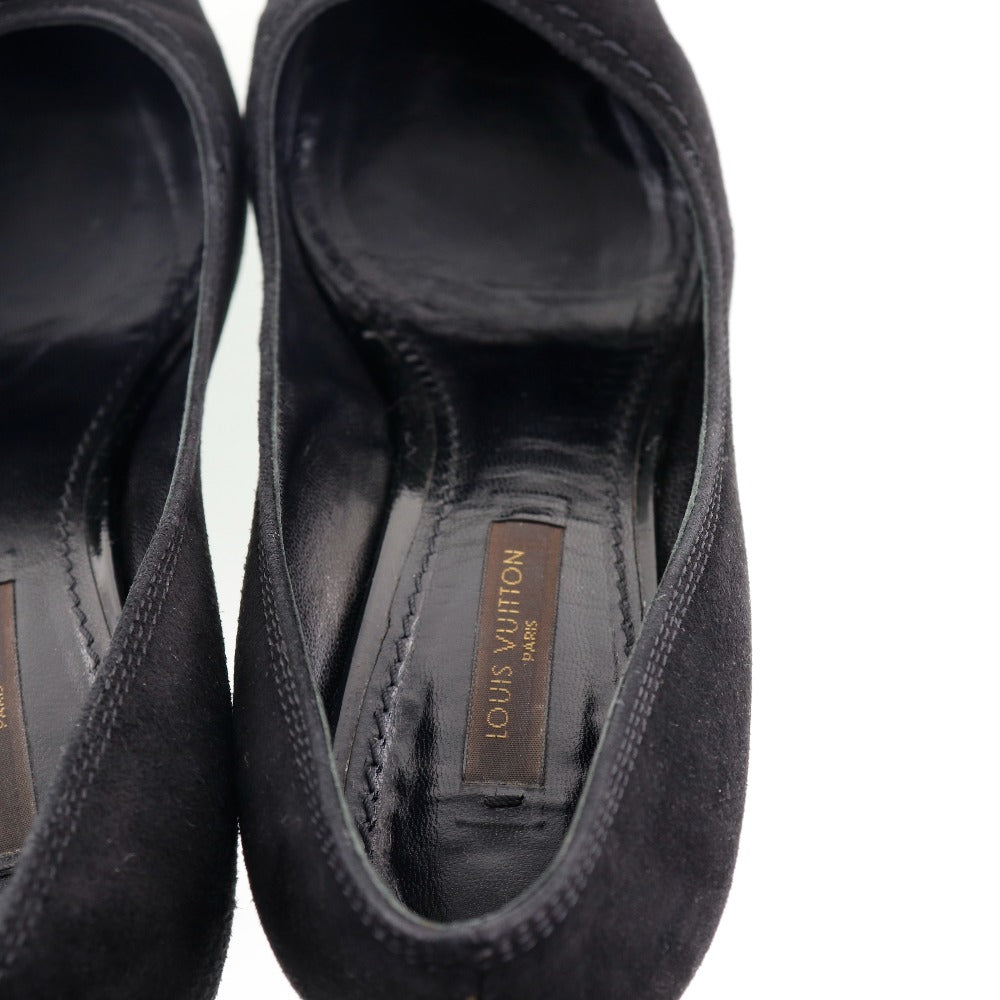 LOUIS VUITTON pumps NQ0036 Suede black ribbon Women 35 Used Authentic