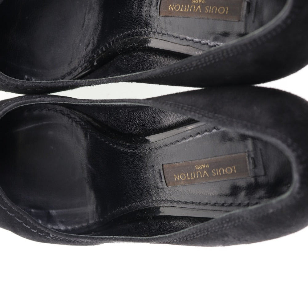 LOUIS VUITTON pumps NQ0036 Suede black ribbon Women 35 Used Authentic