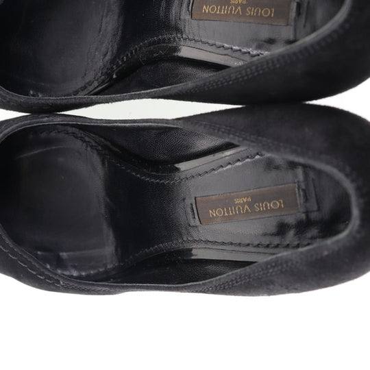 LOUIS VUITTON pumps NQ0036 Suede black ribbon Women 35 Used Authentic