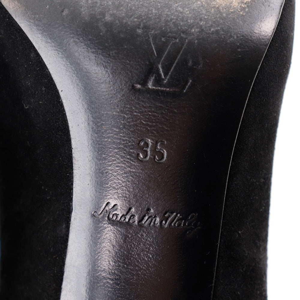LOUIS VUITTON pumps NQ0036 Suede black ribbon Women 35 Used Authentic