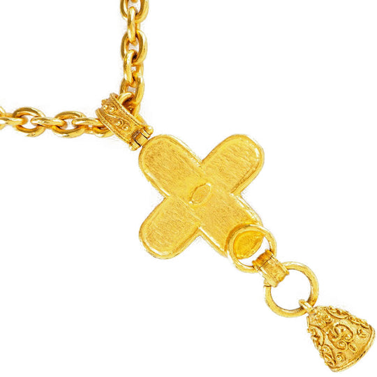 CHANEL Necklace Plated Gold gold vintage Cross bell COCO Mark Women Used Authentic