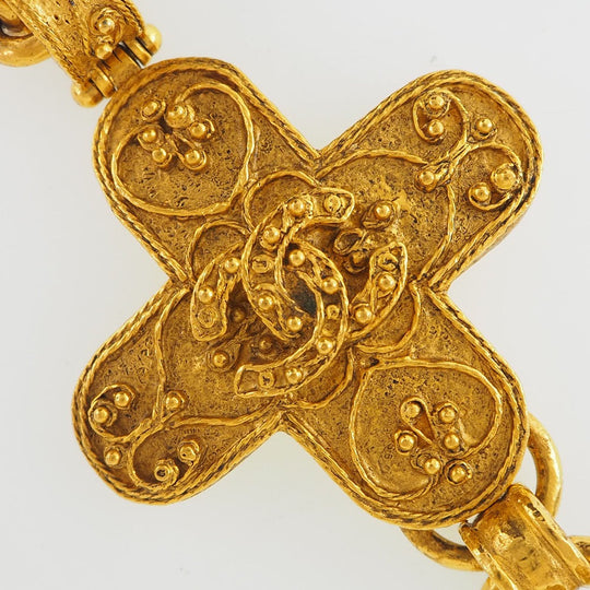 CHANEL Necklace Plated Gold gold vintage Cross bell COCO Mark Women Used Authentic