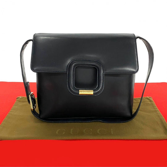 GUCCI Shoulder Bag leather Navy