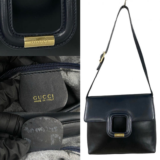 GUCCI Shoulder Bag leather Navy