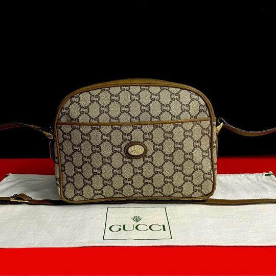 GUCCI Shoulder Bag leather Brown Old Gucci