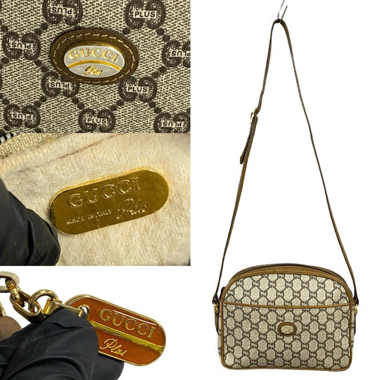 GUCCI Shoulder Bag leather Brown Old Gucci