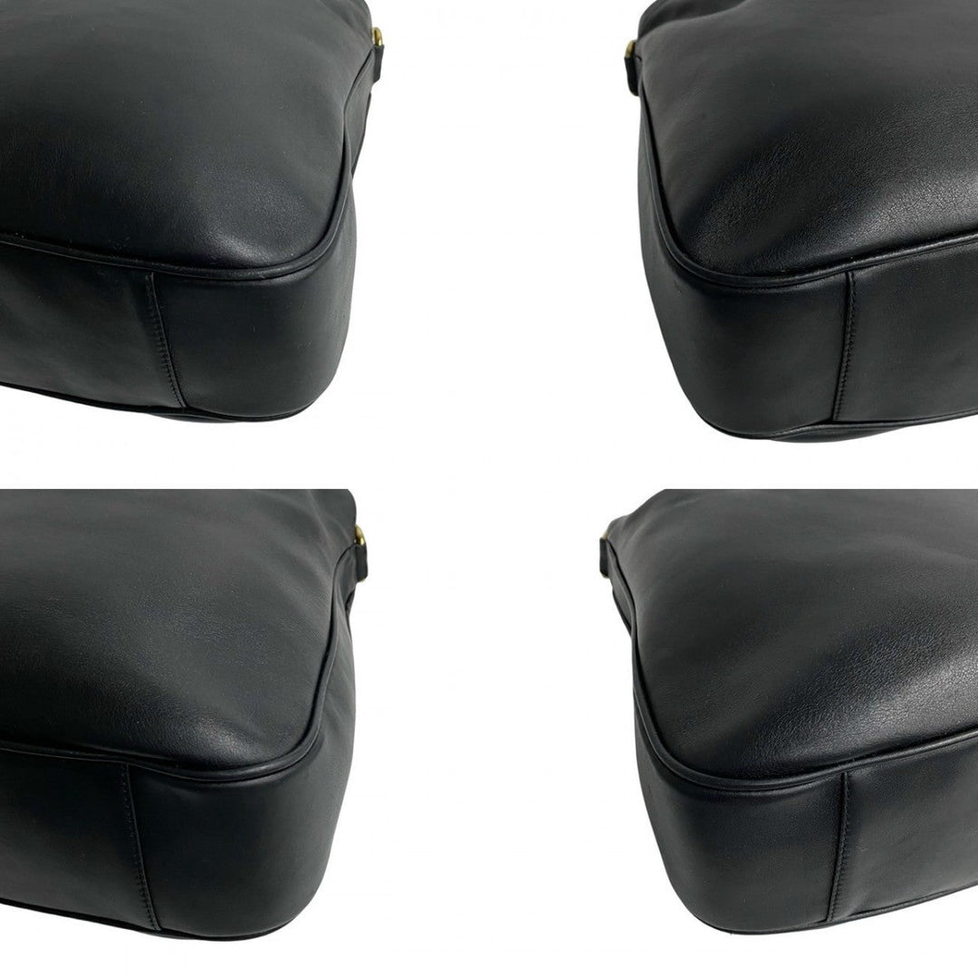 GUCCI Shoulder Bag leather black Bamboo
