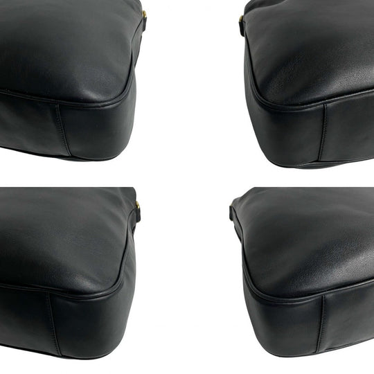 GUCCI Shoulder Bag leather black Bamboo