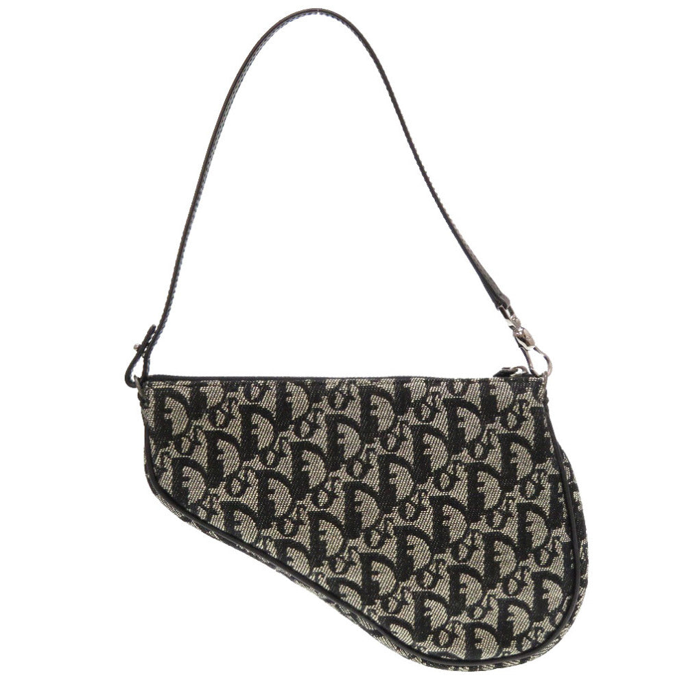 Christian Dior Pouch canvas black Saddle pouch Trotter Women Used Authentic