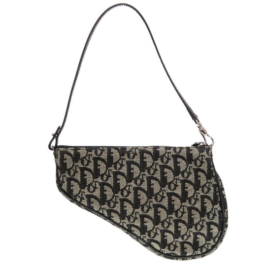 Christian Dior Pouch canvas black Saddle pouch Trotter Women Used Authentic